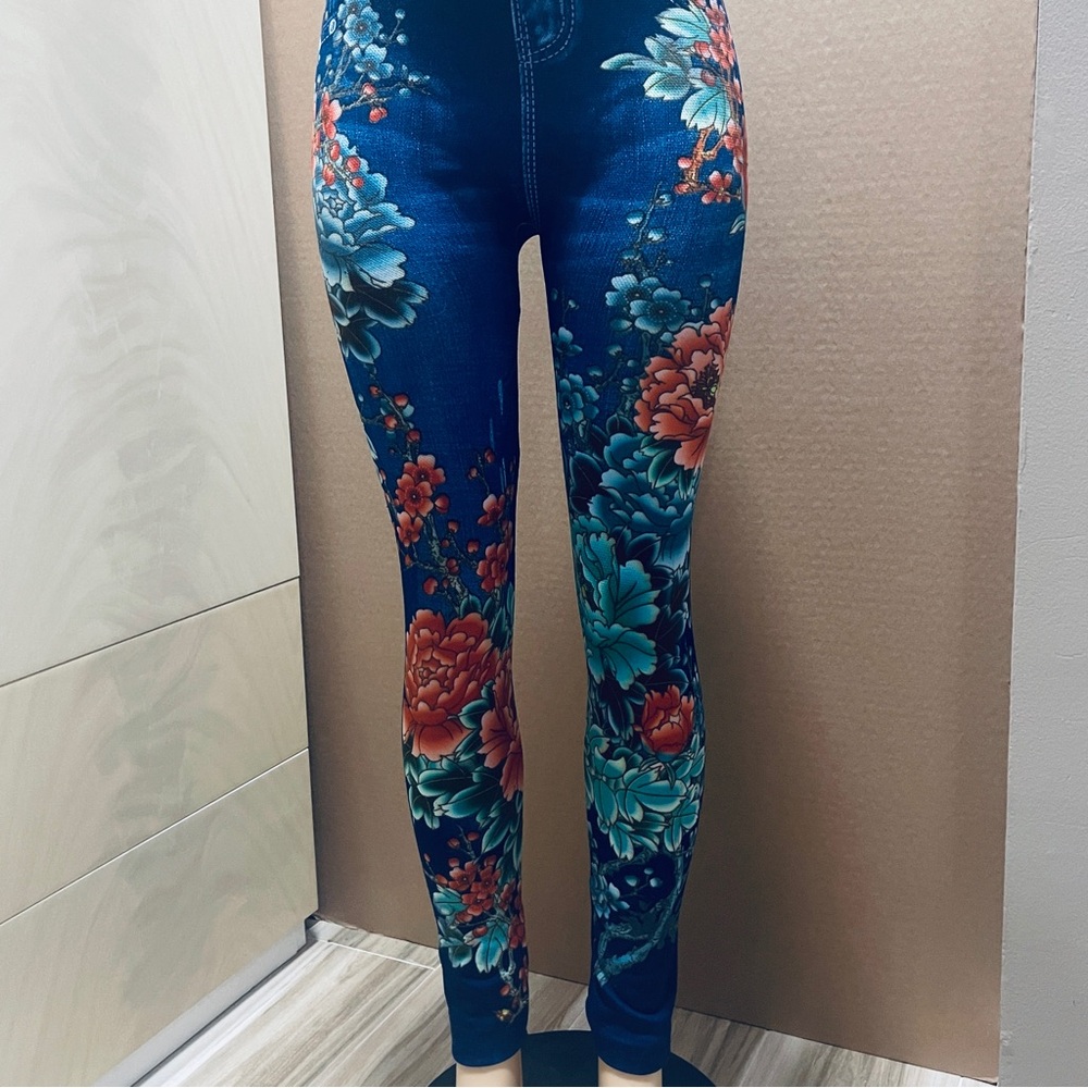 Denim looking print leggings